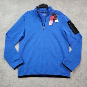 Fila Sport Quarter Zip Pullover‎ Sweater Mens Medium Blue Fleece 2.0 Lightweight